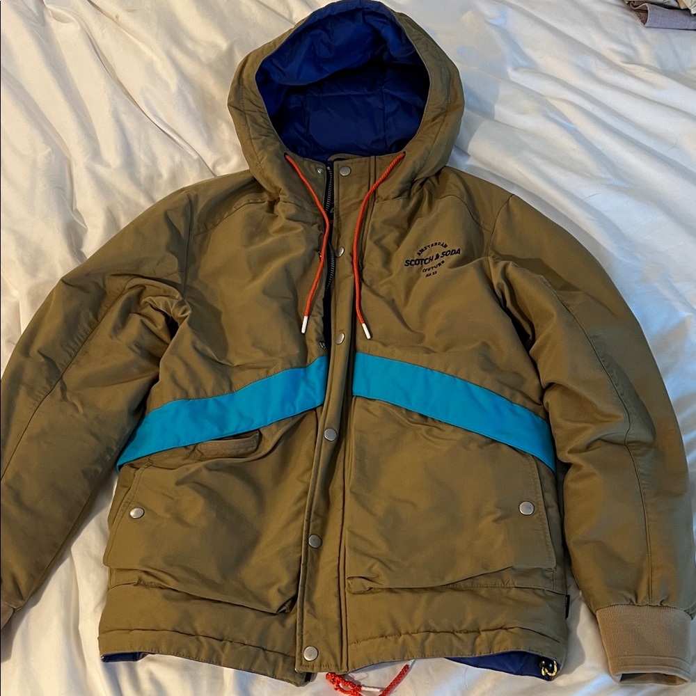 Men's Small Scotch & Soda Hooded Puffer Jacket